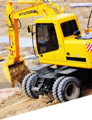 Hyundai R170W-7 с гидромолотом